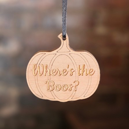'Where's The Boos?' Hanging Wooden Halloween Decoration Wooden Handmade Halloween Hanging Decoration Keepsake Gifts