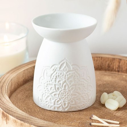 White Ceramic Mandala Oil Burner White Ceramic Mandala Oil Burner