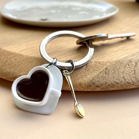 White Coffee Lover Keyring White Coffee Lover Keyring