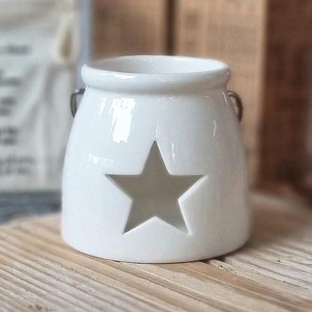 White Porcelain Cut Out Star Tealight Holder