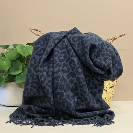 Winter Leopard Blanket Scarf in Navy Blue Contemporary Super Soft Scarf Scarves Wraps Shawls Headscarf Headscarves Leopard Design