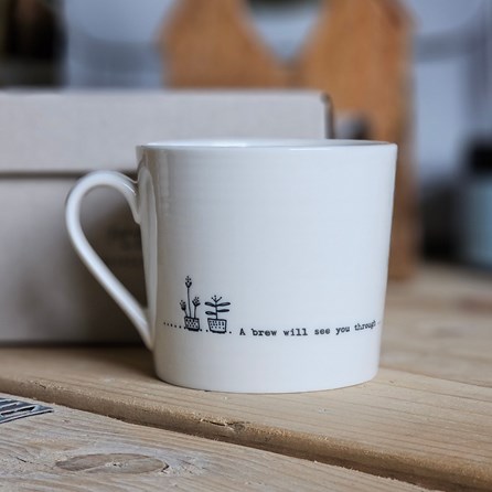 Wobbly Mug - A Brew Will See You Through Home Decorations Homeware Gifts Sentiment Keepsake Gifts Porcelain Gifts Wobbly Mug