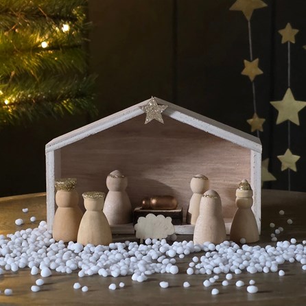 Christmas Decoration Children's Christmas Nativity Scene Wooden Nativty Set