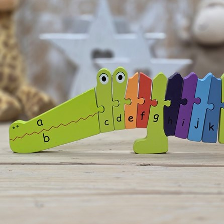 Wooden Crocodile Alphabet Puzzle Orange Tree Gifts For Children Colour Shape Recognition Jigsaw Game Wooden Crocodile Alphabet Puzzle