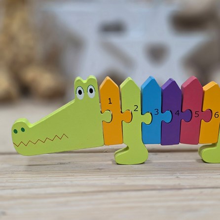 Wooden Crocodile Number Puzzle Orange Tree Gifts For Children Colour Shape Recognition Jigsaw Game Wooden Crocodile Number Puzzle