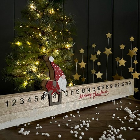 Wooden 'Merry Christmas' Gonk Advent Rule Xmas Novelty Reusable Advent Countdown Calendar Wooden Gonk Design