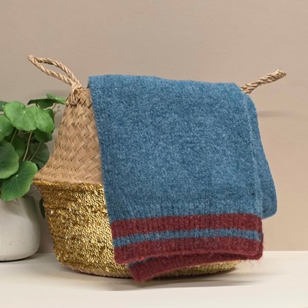 Wool Blend Scarf in Teal and Burgundy Wool Blend Knitted Men's Scarf Women's Scarf Teal and Burgundy