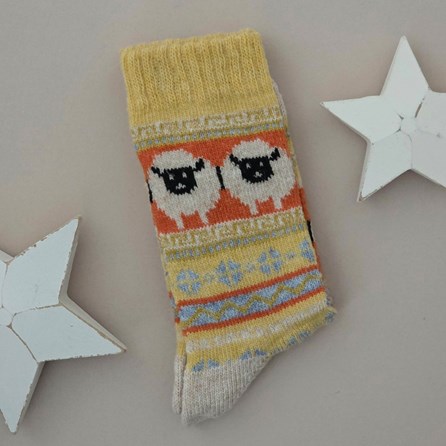 Wool Blend Sheep Socks in Yellow Warm Cosy Snuggly Winter Socks Clothing Accessories Christmas Gifts Birthday Gifts Wool Alpaca Blend