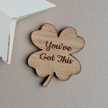 'You've Got This' Clover Leaf Pocket Token Wooden Sentiment Token Wooden Keepsake Gift Sentiment Gifts Pocket Token Gift