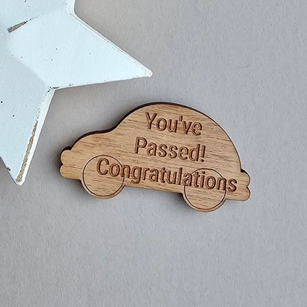 'You've Passed! Congratulations' Wooden Car Token Wooden Sentiment Token Wooden Keepsake Gift Sentiment Gifts Pocket Token Gift