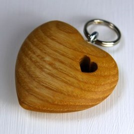 Wooden Heart With Hole Keyring