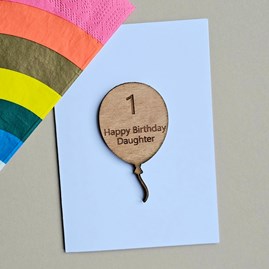'1 Happy Birthday Daughter' Balloon Token and Card