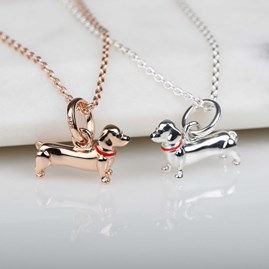 Solid Silver Dachshund Pendant