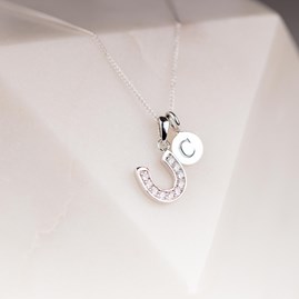 Personalised Sparkly Horseshoe Charm Pendant