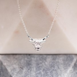 Highland Cow Necklace In Silver Or Rose Gold