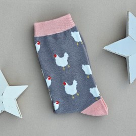 Bamboo Chickens Socks in Grey