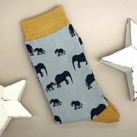 Ladies socks bamboo socks elephants duck egg one size Bamboo Elephants Socks in Duck Egg