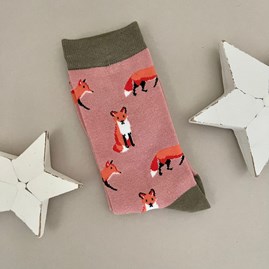 Bamboo Fox Socks In Dusky Pink