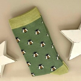 Ladies socks bamboo socks honey bee green one size Bamboo Honey Bee Socks in Green