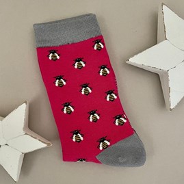 Ladies socks bamboo socks honey bee hot pink one size Bamboo Honey Bee Socks in Hot Pink