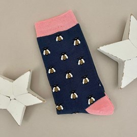 Ladies socks bamboo socks honey bee navy one size Bamboo Honey Bee Socks in Navy