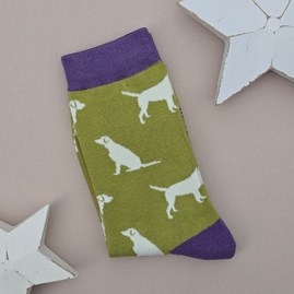 Ladies socks bamboo socks labrador moss green dog one size Bamboo Labradors Socks in Moss Green