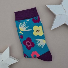 Bamboo Modern Floral Socks in Turquoise