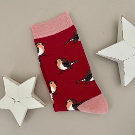 Ladies socks bamboo socks robin socks red one size Bamboo Robins Socks in Red