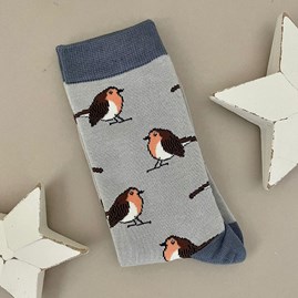 Ladies socks bamboo socks robin socks silver one size Bamboo Robins Socks in Silver