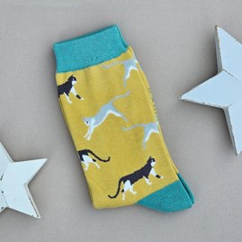 Ladies socks bamboo socks wandering cats yellow one size Bamboo Wandering Cats Socks in Yellow
