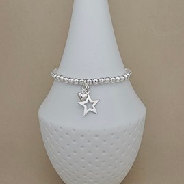 Silver Plated Jewellery Sterling Silver Bracelet Sterling Silver Jewellery Thank You Teacher Gifts Bead Bracelet with Silver Open Star and Petite Heart