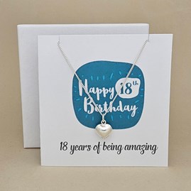 Boxed 18th Birthday Heart Necklace Card