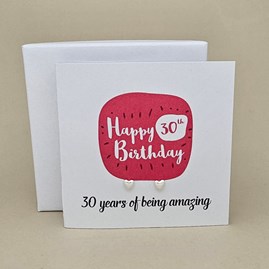 Boxed 30th Birthday Heart Stud Earrings Card