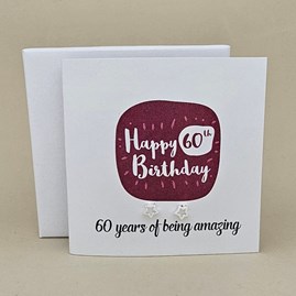 Boxed 60th Birthday Star Stud Earrings Card
