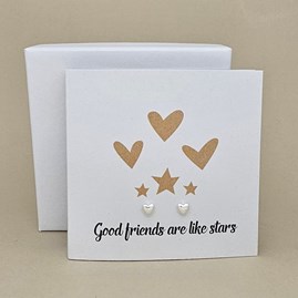 Boxed 'Good Friends' Heart Stud Earrings Card