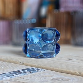 Bubble Glass Blue Tea Light Holder
