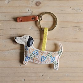 Caroline Gardner Hearts Sausage Dog Keyring