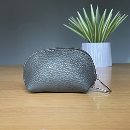 Leather Coin Purse in Charcoal