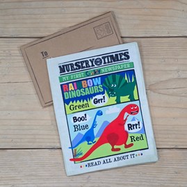 Crinkly Cloth Baby Newspaper Book - Rainbow Dinosaurs