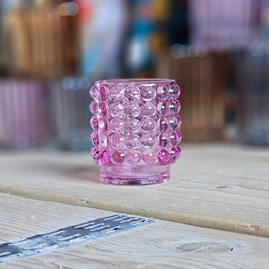 Dimple Glass Pink Tea Light Holder