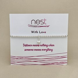 Beaded Bracelet Carded Bracelet Sentiment Distance means nothing Heart Silver Plated Jewellery 'Distance Means Nothing...' Beaded Charm Bracelet
