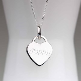 Engraved Silver Heart Necklace