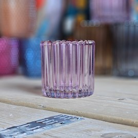 Flute Glass Pink Tea Light Holder