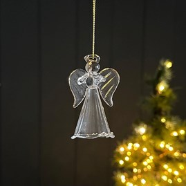 Glass Fluted Dress Angel In Prayer Christmas Decoration