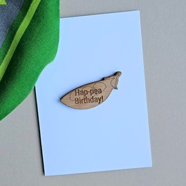 'Hap-pea Birthday' Wooden Token and Card