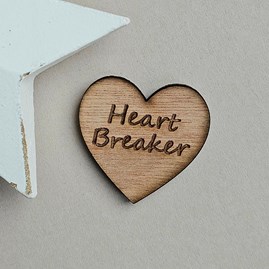 'Heart Breaker' Wooden Heart Pocket Token