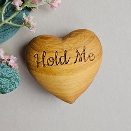 'Hold Me' Engraved Wooden Heart