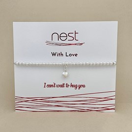 Beaded Bracelet Carded Bracelet Sentiment I can't wait to hug you Heart Silver Plated Jewellery 'I Can't Wait To Hug You' Beaded Charm Bracelet