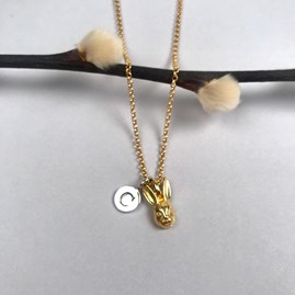Personalised 18ct Gold Plated Hare Necklace