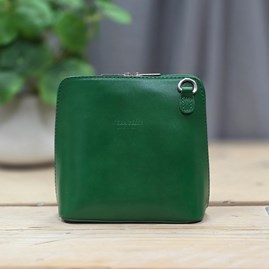Leather Cross Body Handbag in Green